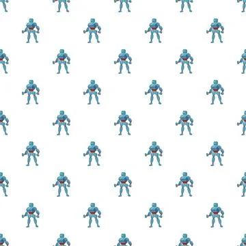 Repeating pattern of futuristic robot warriors 스톡 일러스트