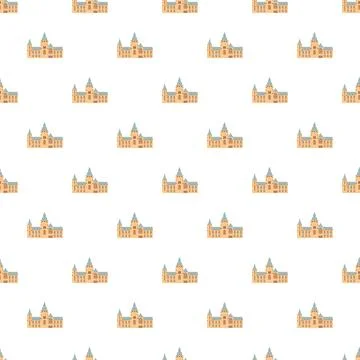 Repeating pattern with generic european landmark building Stock Illustration