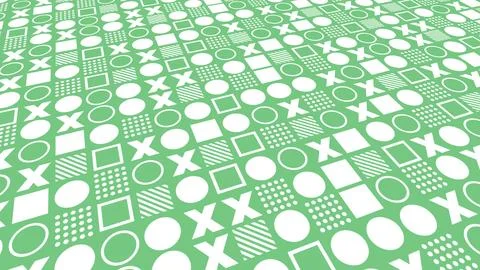 Repeating pattern of geometric shapes with circle, square and X abstract Stock Photos