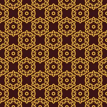 Repeating Pattern of Golden Ornate Designs 스톡 일러스트