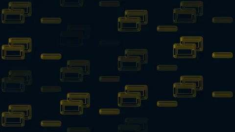 Repeating Pattern of Golden Rectangular Frames and Bars on Dark Blue animat.. Stockbeeldmateriaal 332706475