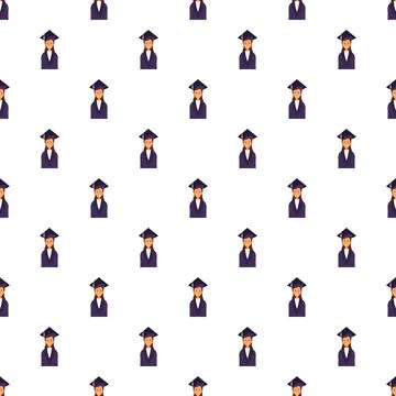 Repeating pattern of a graduating student wearing a cap and gown Stock Illustration