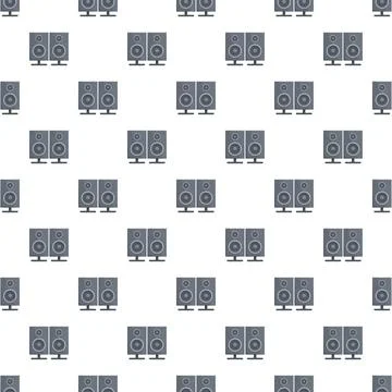 Repeating pattern of gray audio speakers with round elements Stock Illustration