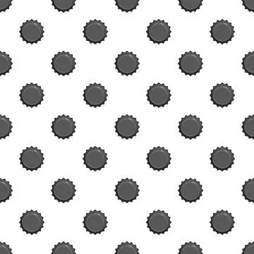 Repeating pattern of gray bottle caps on white background 스톡 일러스트