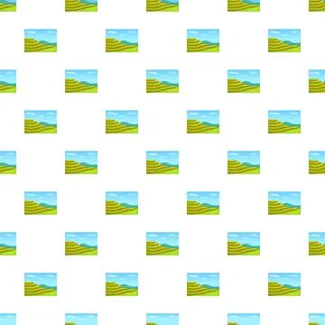 Repeating pattern of green rice paddy terraces landscape Stock Illustration