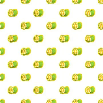 Repeating pattern with green soursop fruit halves Stock Illustration