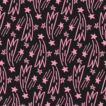 A repeating pattern of hand-drawn elements Stock Illustration