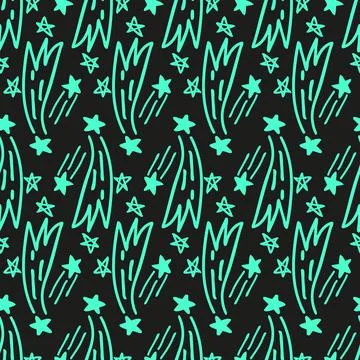 A repeating pattern of hand-drawn elements Stock Illustration