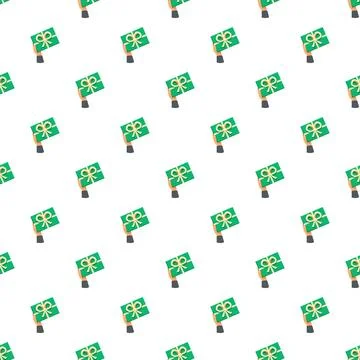 Repeating pattern of hands holding green gift cards Illustrazione stock