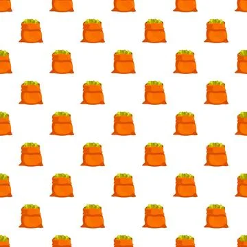 Repeating pattern of harvest sacks full of potatoes Stock Illustration
