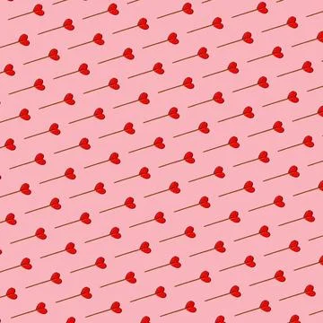 Repeating pattern of heart-shaped candy canes, valentine's day concept Stock Illustration
