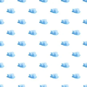 Repeating pattern of ice cubes melting on white background Illustrazione stock
