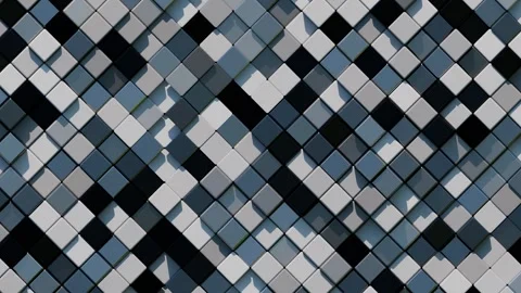 A repeating pattern of interlocking square tiles in varying shades of gray and b Stock Footage 340238168