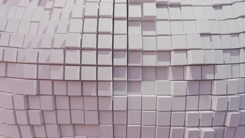 A repeating pattern of light pink and white cubic blocks forming a seamless, cur Stock Footage 340237653