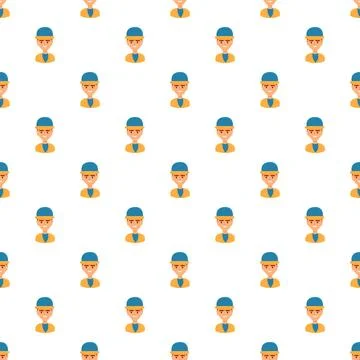 Repeating pattern of male character avatars Stock Illustration