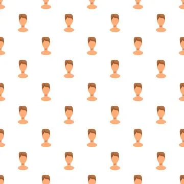 Repeating pattern of male head avatars on a white background Stock Illustration