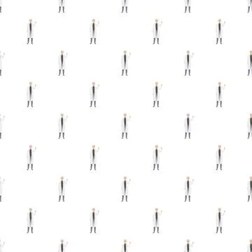Repeating pattern of male scientist wearing lab coat and pointing Stock-Illustration