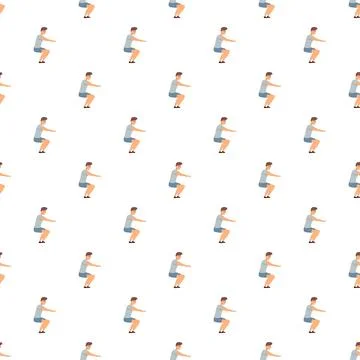 Repeating pattern with man doing squats exercise Stockillustratie