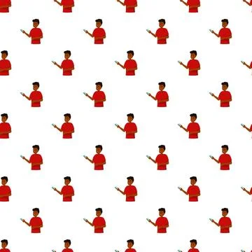 Repeating pattern of man using smartphone technology Illustrazione stock