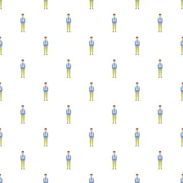 Repeating pattern with many young boys standing Stock Illustration