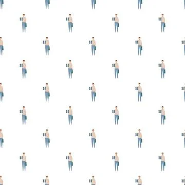 Repeating pattern of men carrying shopping bags Stock Illustration