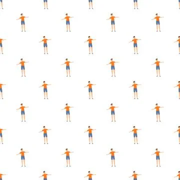 Repeating pattern of men doing arm stretches Illustrazione stock