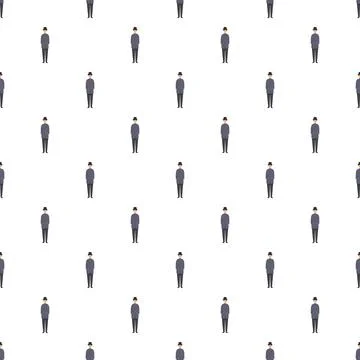 Repeating pattern of men dressed in suits and bowler hats Stock Illustration