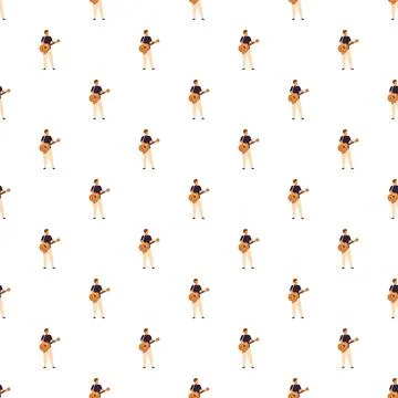 Repeating pattern of men playing acoustic guitar 스톡 일러스트