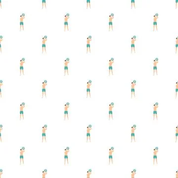 Repeating pattern of men playing with a ball Stock Illustration