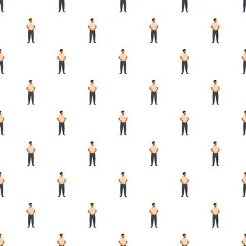Repeating pattern of men standing with hands on hips Stock Illustration