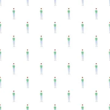 Repeating pattern of men standing wearing medical masks 스톡 일러스트