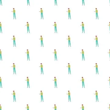 Repeating pattern of men using smartphones 库存插图