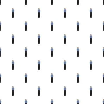 Repeating pattern of men wearing blue shirts and black pants 库存插图
