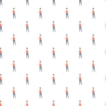 Repeating pattern of men wearing red vests Stock Illustration