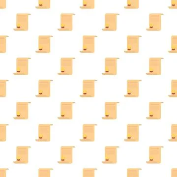 Repeating pattern of old diploma certificates with gold seals Stock Illustration