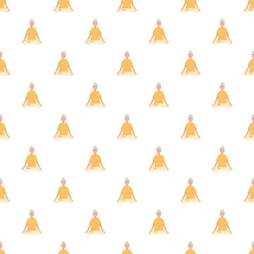 Repeating pattern of an older woman in a relaxed lotus pose Stock Illustration
