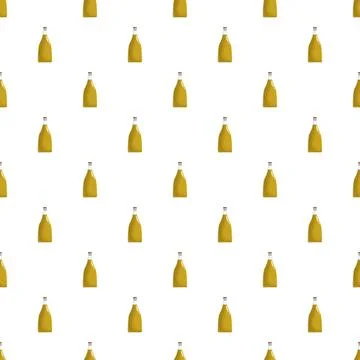Repeating pattern of olive oil bottles on white background Stock Illustration