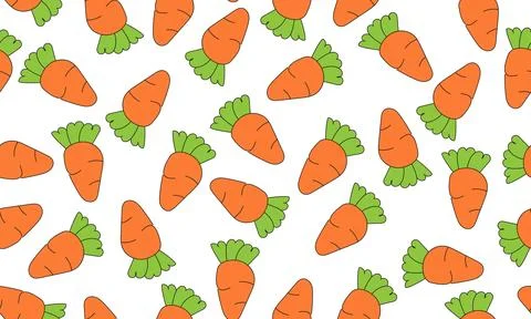 Repeating Pattern of Orange Carrots with Green Tops on transparent background Illustrazione stock
