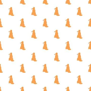 Repeating pattern of orange fox animals sitting Stock Illustration