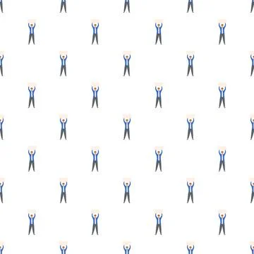 Repeating pattern of people holding blank signs upwards 스톡 일러스트