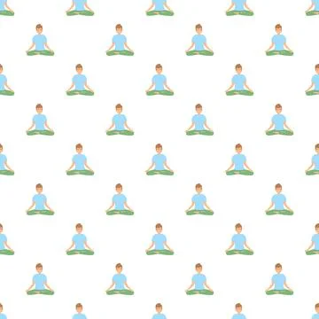Repeating pattern of people meditating in lotus pose Stock Illustration