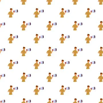 Repeating pattern of person holding megaphone shouting message Stock Illustration