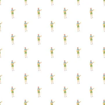 Repeating pattern of person playing acoustic guitar Stock Illustration
