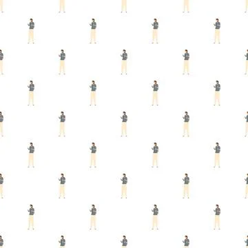 Repeating pattern of person using smartphone Stock Illustration