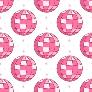 Repeating pattern of pink disco balls Illustrazione stock