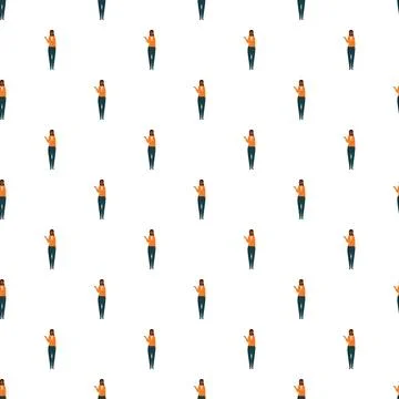 Repeating pattern of a presenting businesswoman character Stockillustratie