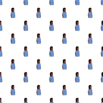 Repeating pattern with profile of woman with curly hair Stock Illustration