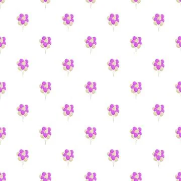 Repeating pattern of purple and beige balloon bunches Stock Illustration