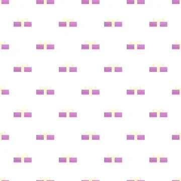 Repeating pattern with purple gifts and yellow bows Stock Illustration