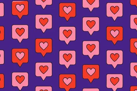 Repeating Pattern of Red and Pink Heart Speech Bubbles Ilustração Stock
